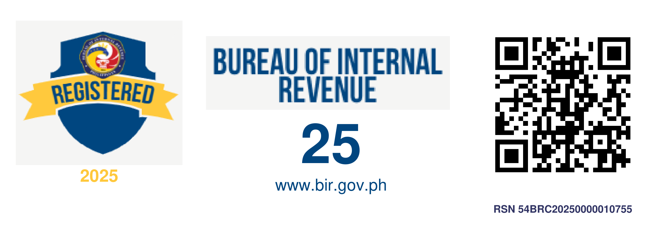 BIR Registration Seal Badge - PALAKOL PHILIPPINES INC. is registered with the Bureau of Internal Revenue. Registration serial number 54BRC20250000010755.